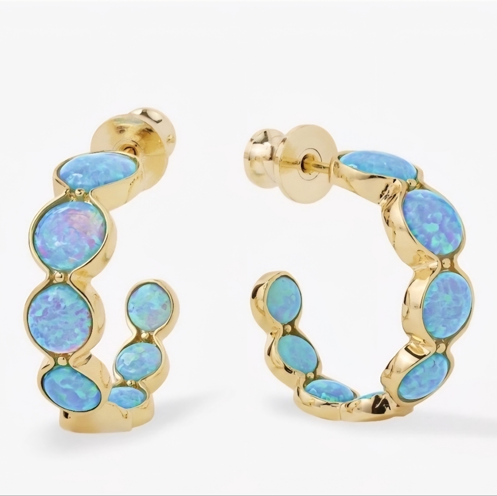 NWT Melinda Maria “She’s an Icon” Blue Opal .75 Hoops